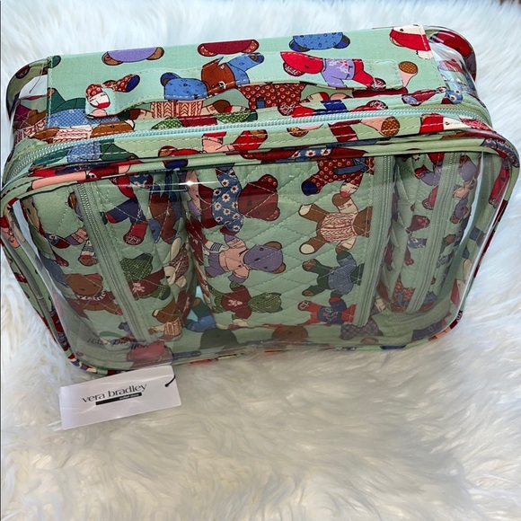 🆕VERA BRADLEY Toasty Teddies 4pc Cosmetic Set Zipper Travel Organization Storage - Picture 3 of 8